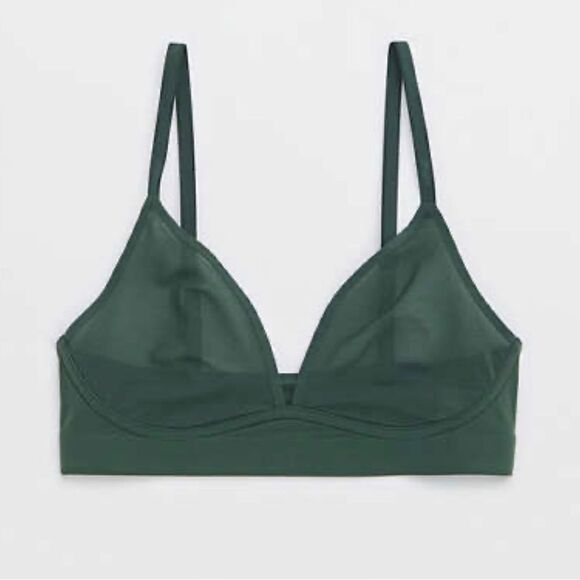 Aerie Dark Green Sycamore SMOOTHEZ Mesh Bralette Size‎ XS NWT - Picture 3 of 11